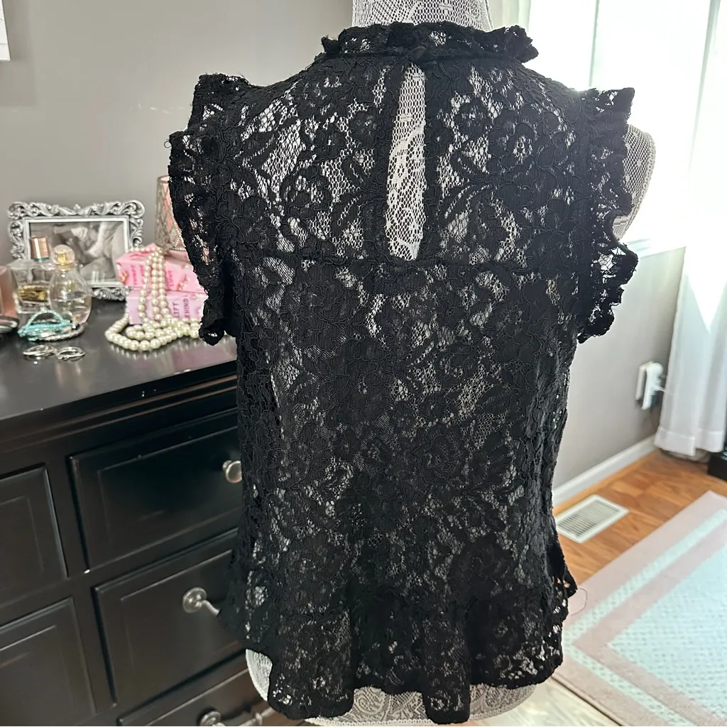 Ambiance Black Lace Mock Neck Date Night Top Large - Image 3