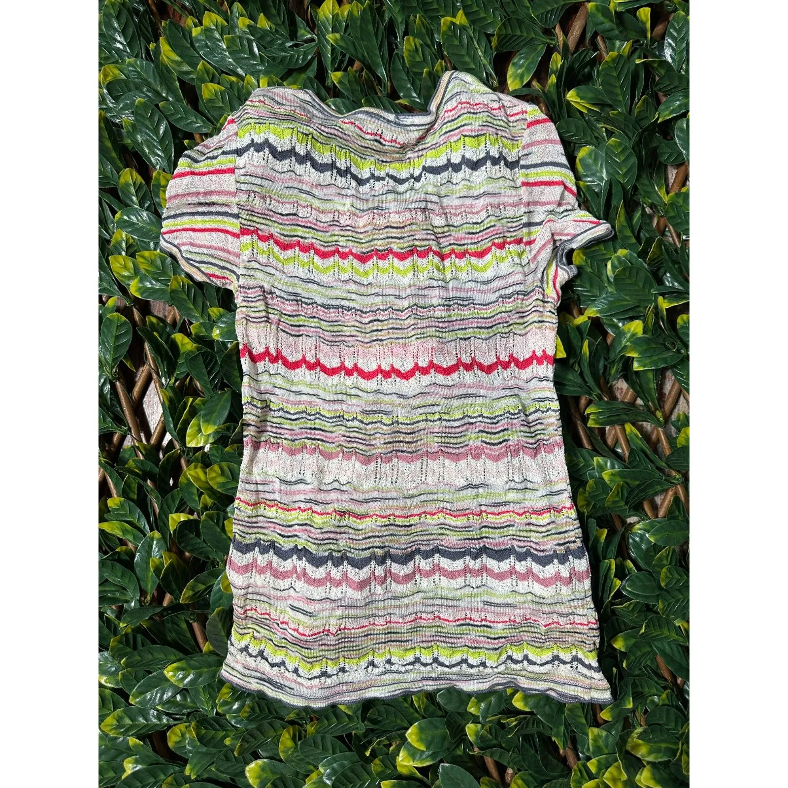 Missoni MADE IN ITALY Zig Zag Multicolor Shortsleeve Top Sz S/M - Image 5