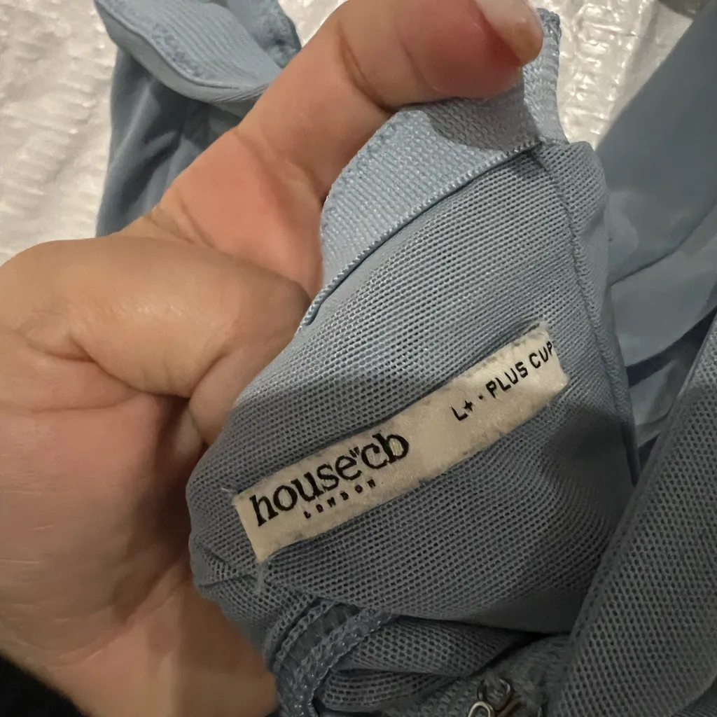 House of Cb Baby Blue Clementine Cutout Mini Dress Size Large Plus Cup $209 - Image 7