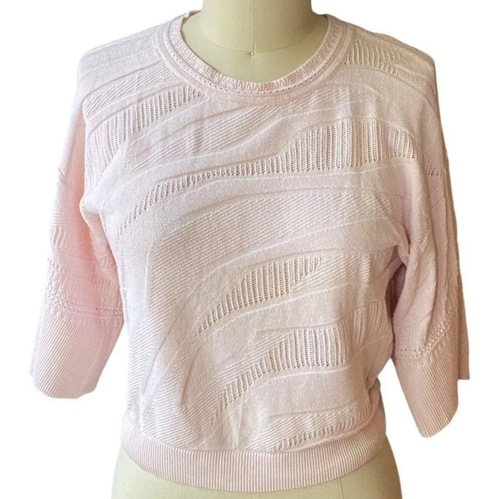 CABI Shy Pink Casual Cotton Pullover Short Sleeve Sweater ~ Women's Size SMALL - Image 4