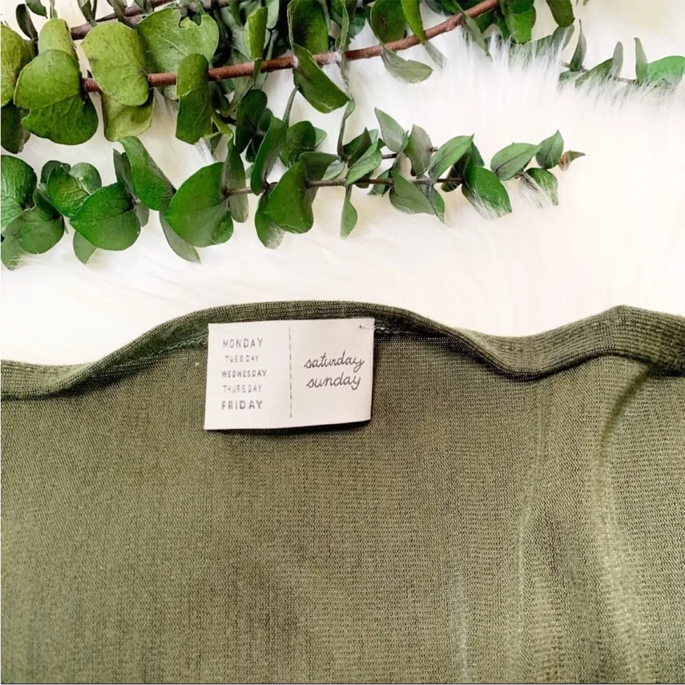 Anthropologie Saturday Sunday One Size Olive Green Slouchy Wrap Top - Image 3