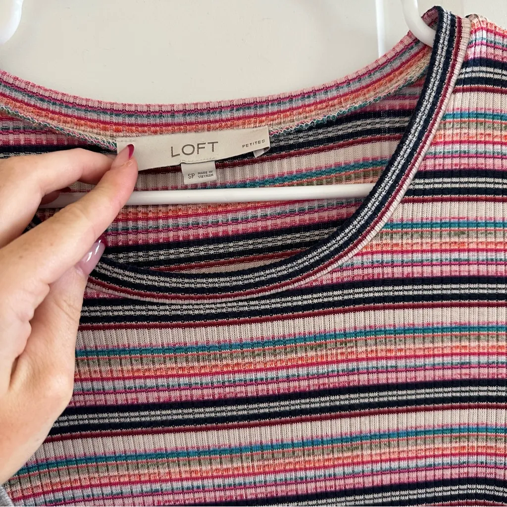 Loft ribbed short sleeve striped dress - Image 2