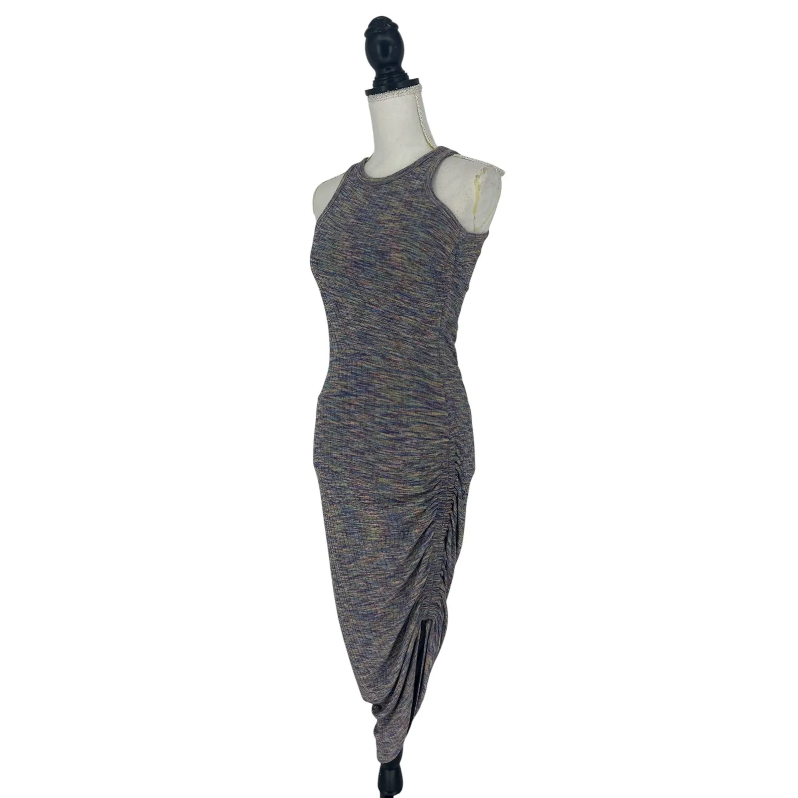 Veronica Beard Haylee Rib-Knit Ruched Midi-Dress Multicolored - Image 4