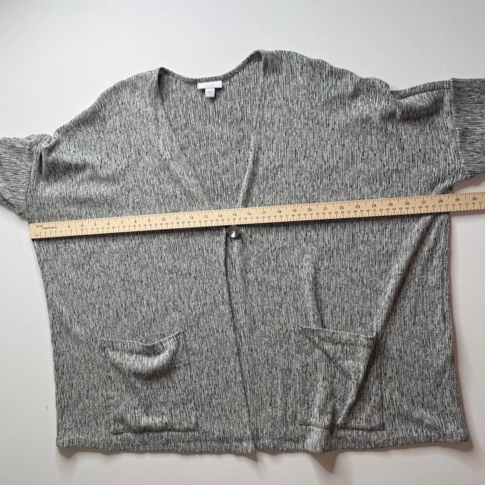 J Jill Pure Jill Gray Knit Cardigan Large Cocoon Linen Blend Minimalist‎ Neutral - Image 10