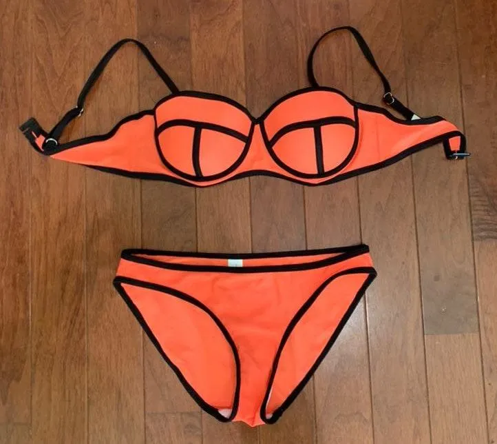 Fluorescent Orange Bathing suit Size L - Image 2