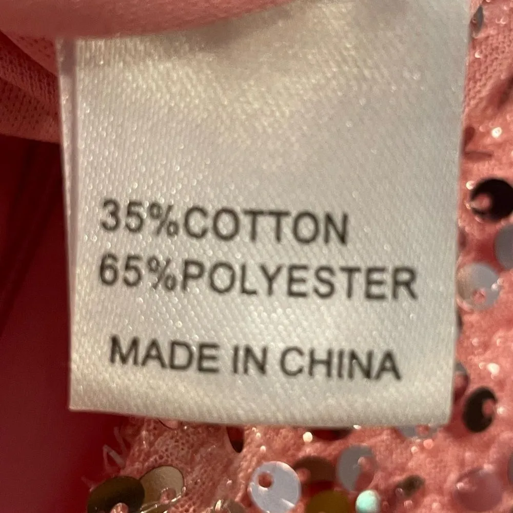 Giffnsetti Formal One‎ Shoulder Long Sleeve High Split Maxi Pink Sparkle Medium - Image 9