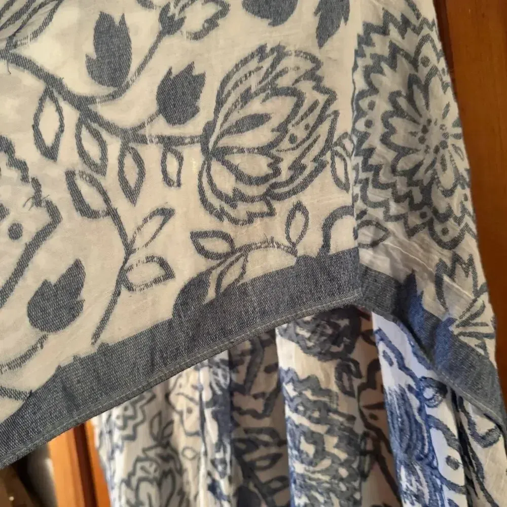 Marc New York 100% Cotton w/ leather tassel tie front Floral print Boho kimono - Image 7