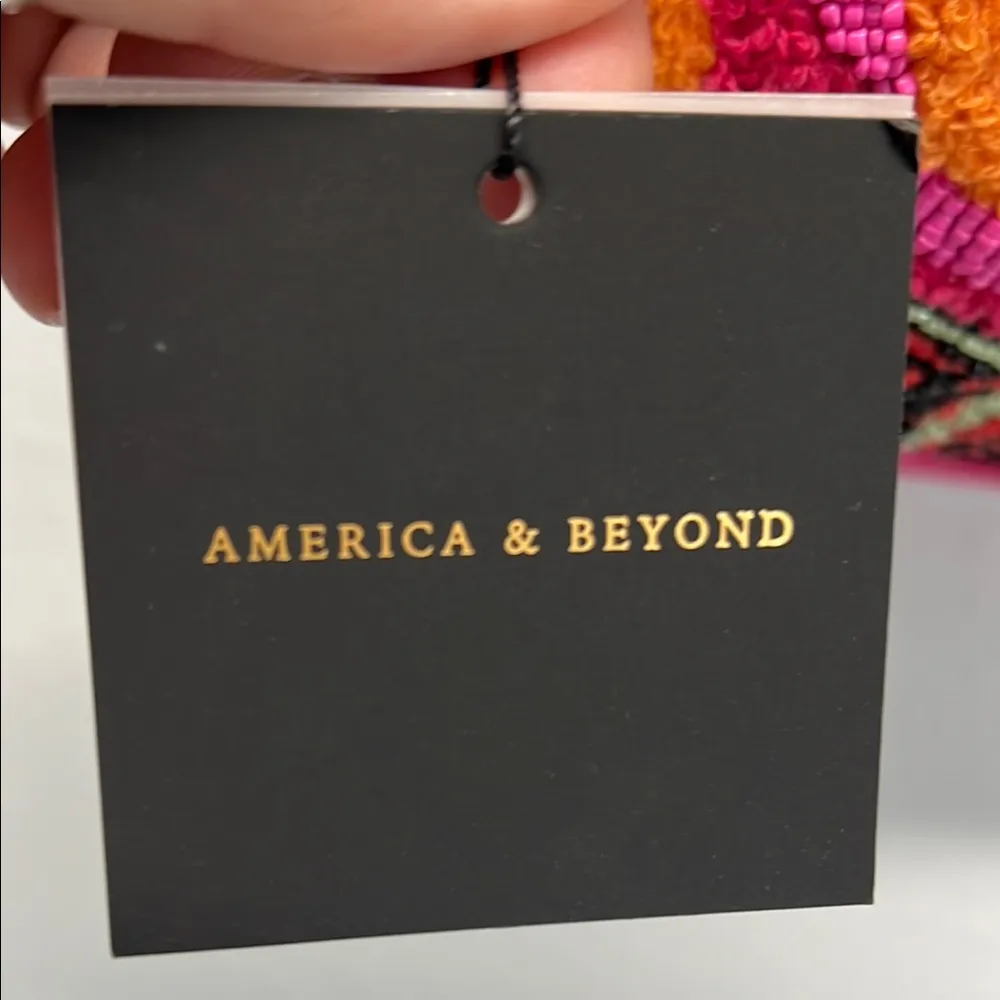 American & Beyond | Pink Butterfly Beaded Tote/Bucket Bag w/Crossbody Strap - Image 2