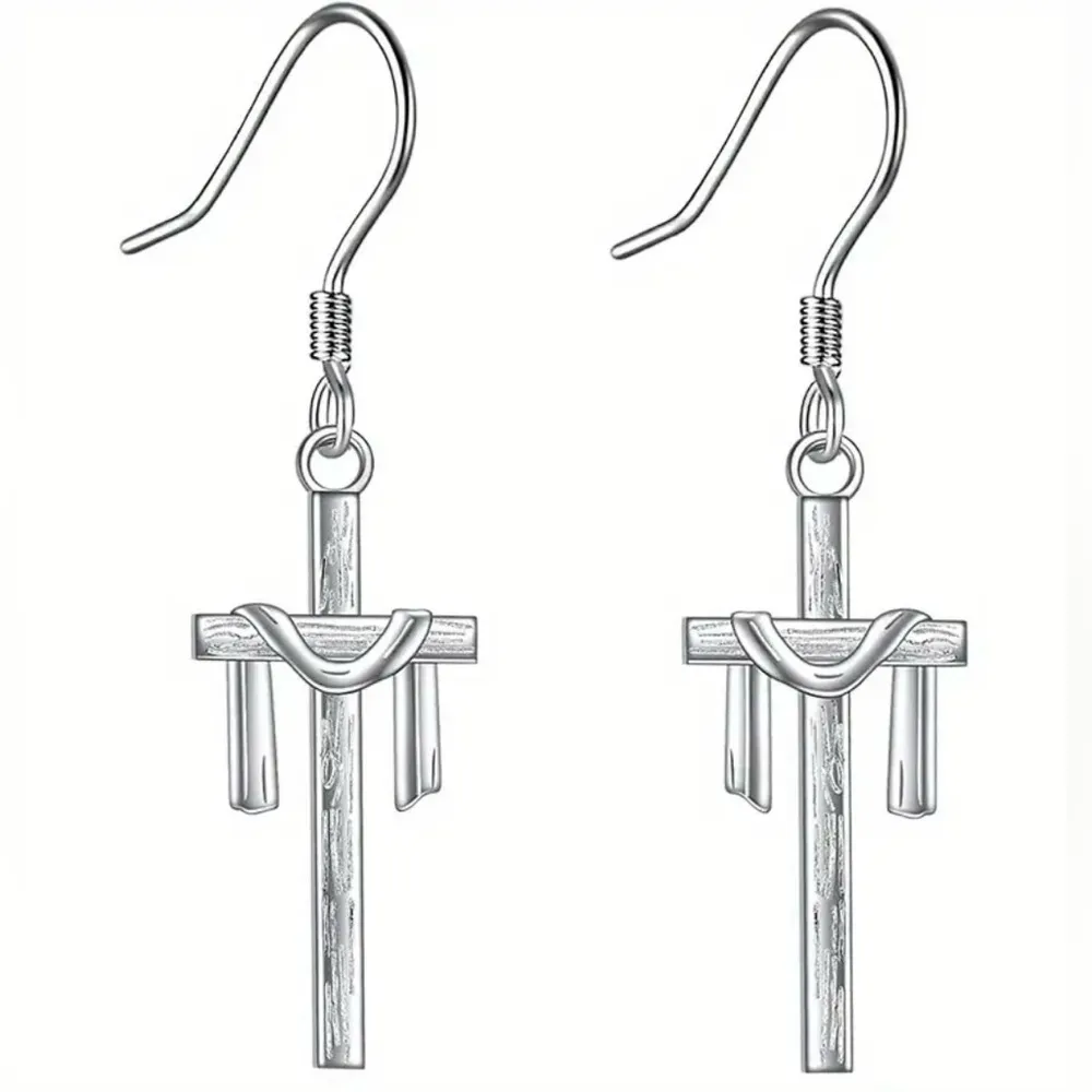 Cross Dangle Earrings NWT Silver - Image 4