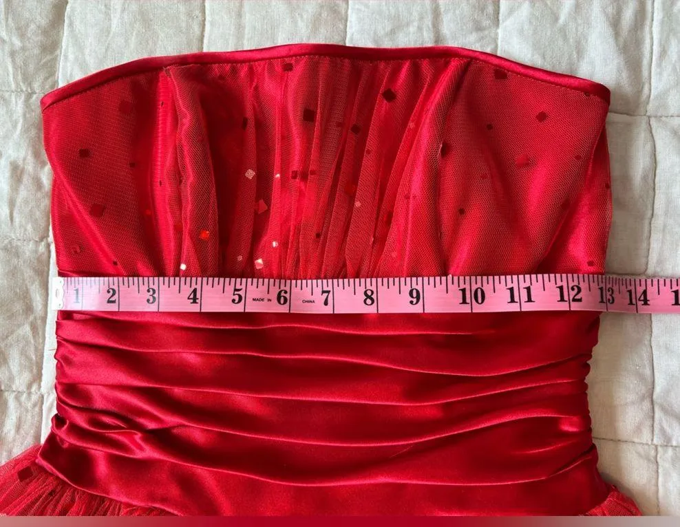 NWT Jessica McClintock Gunne Sax Red Sparkle Sleeveless Babydoll Mini Dress - 3 - Image 8