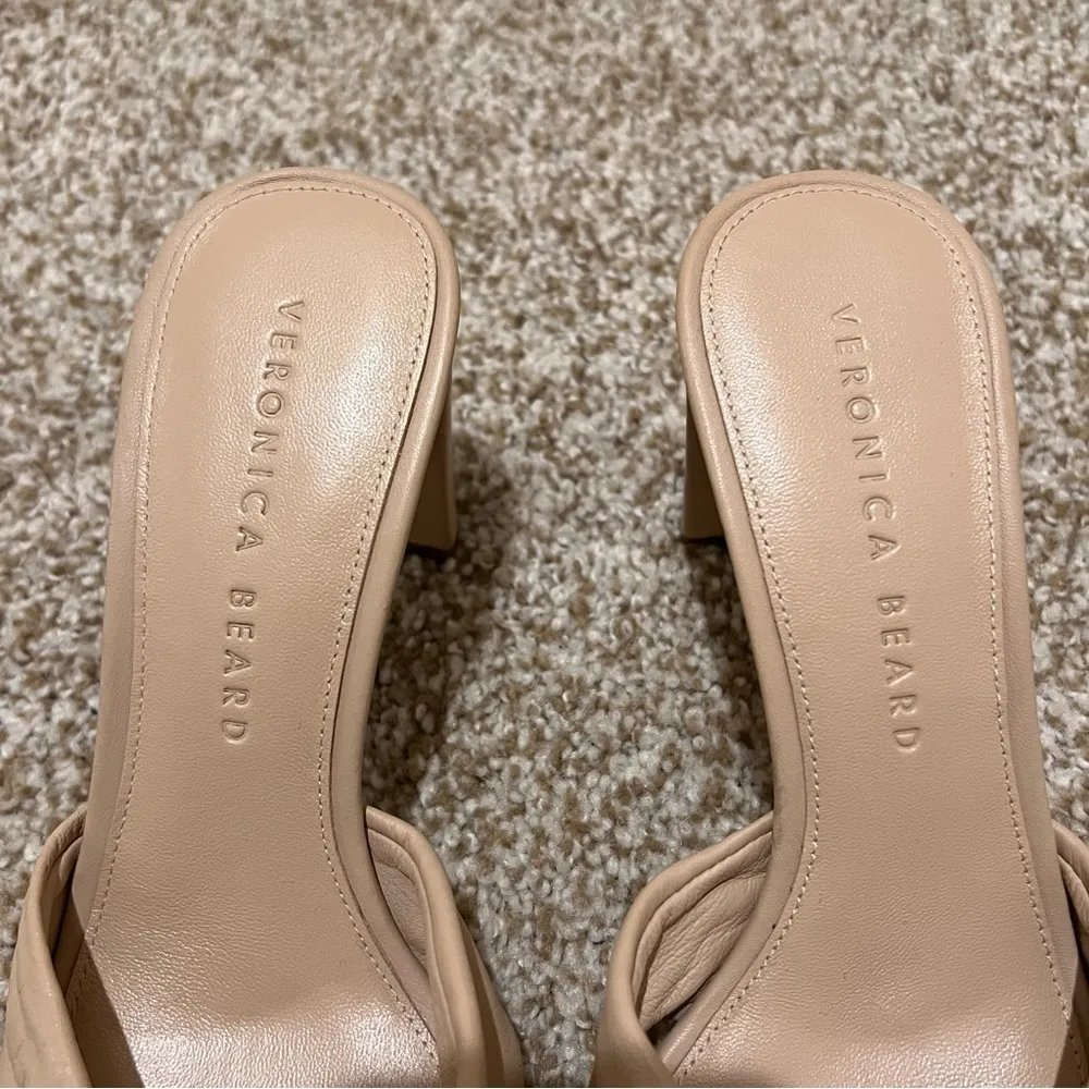 Veronica Beard Ganita Leather Knot Front Slip on High Heel Sandals Nude Size 6 - Image 6