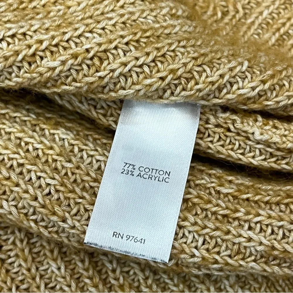 J. Jill Camel Tan Cotton Round Neck Chunky Knit Drop Sleeve Boxy Sweat… - Image 5