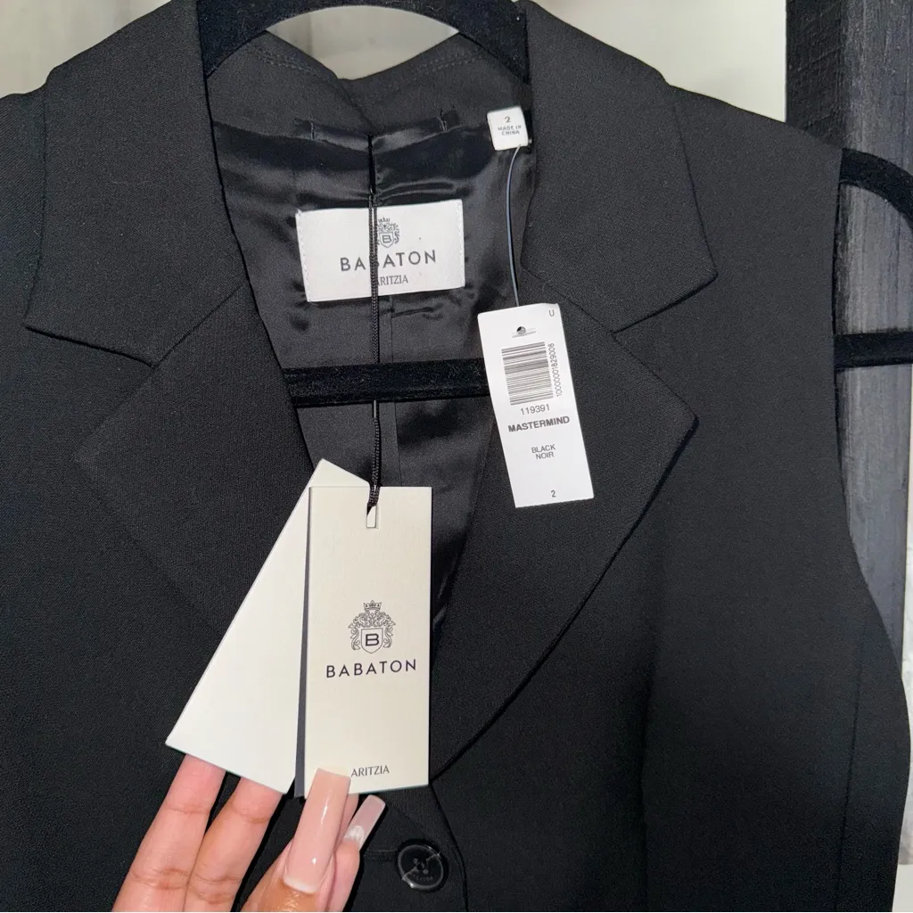 Babaton Aritzia Mastermind Black Sleeveless Blazer Dress - Image 11