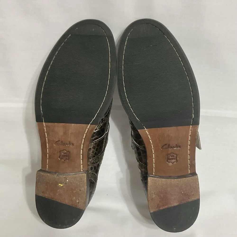 Clarks Tomina Mia Bronze Metallic Leather Wingtip Oxfords Womens Size 9.5M EU 41 - Image 6