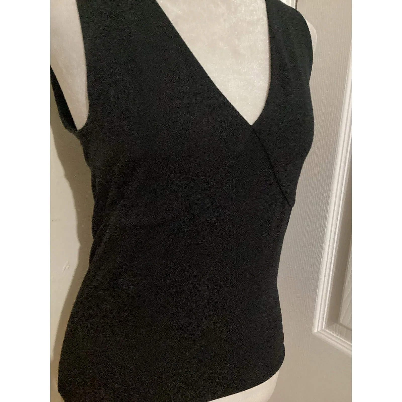 J Crew Tank Top Womens XSmall Black Sleeveless V Neck Stretch Casual Layering - Image 3