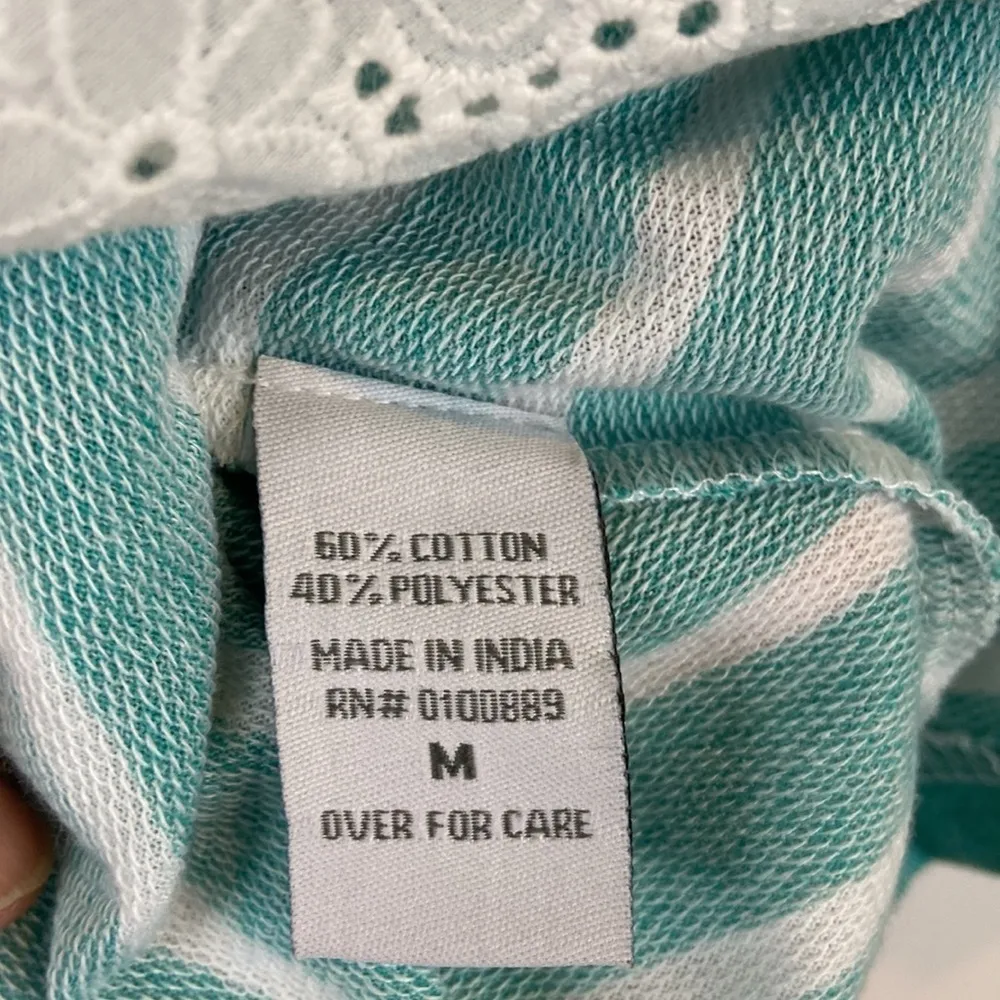 Keren Hart NEW Jade & White Full Zip Striped Hoodie with Back Lace Inlay Size M Green Size M - Image 10