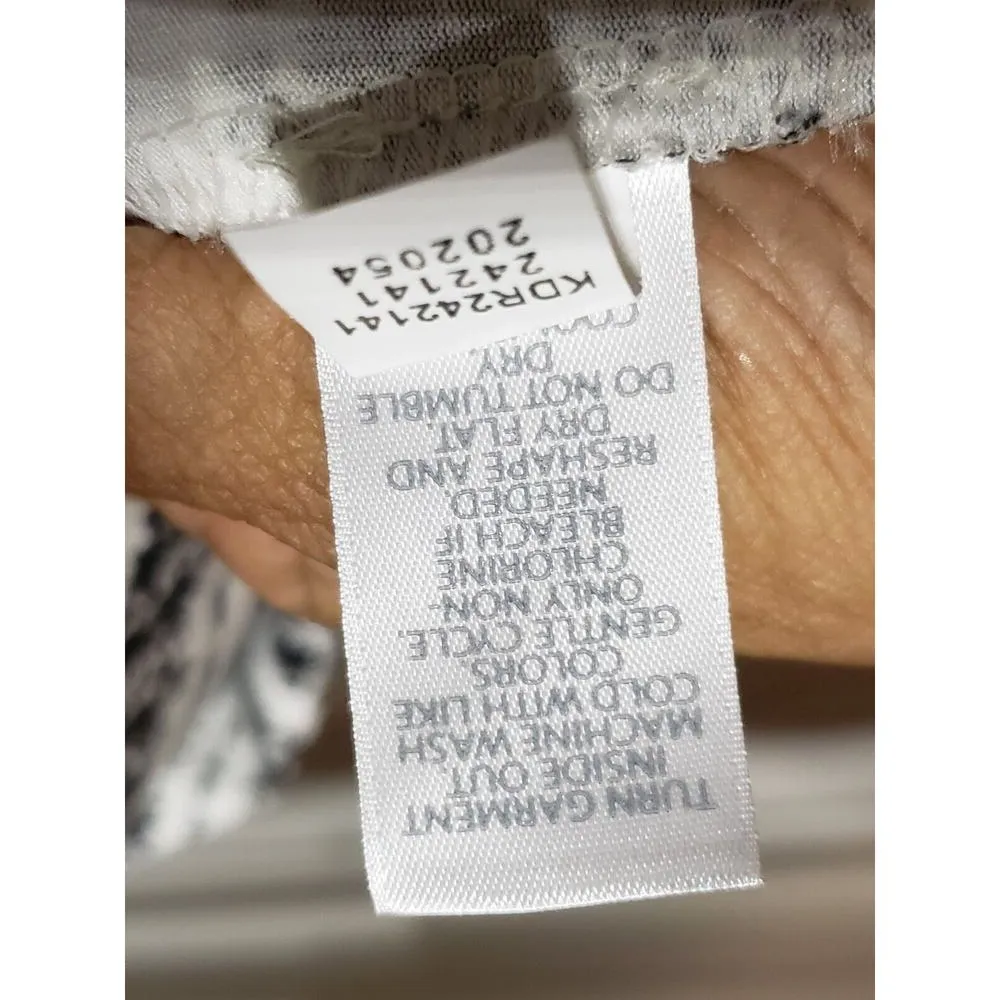 J. Jill Women's Black Floral Rayon Round Neck Short Sleeve Knee Length Dress S - Image 11