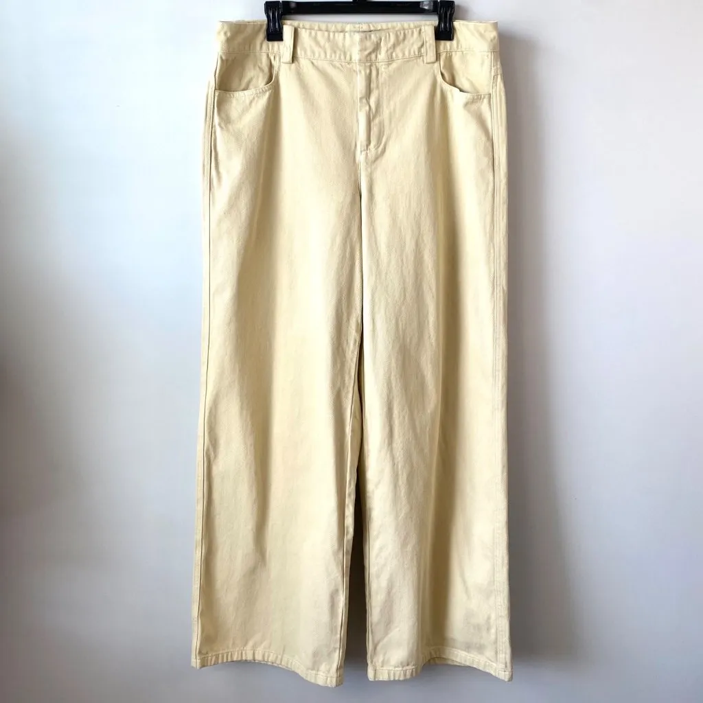 Vince Washed Twill Wide Leg Pants Womens‎ Size 14 Haystack High Waisted Cotton - Image 3