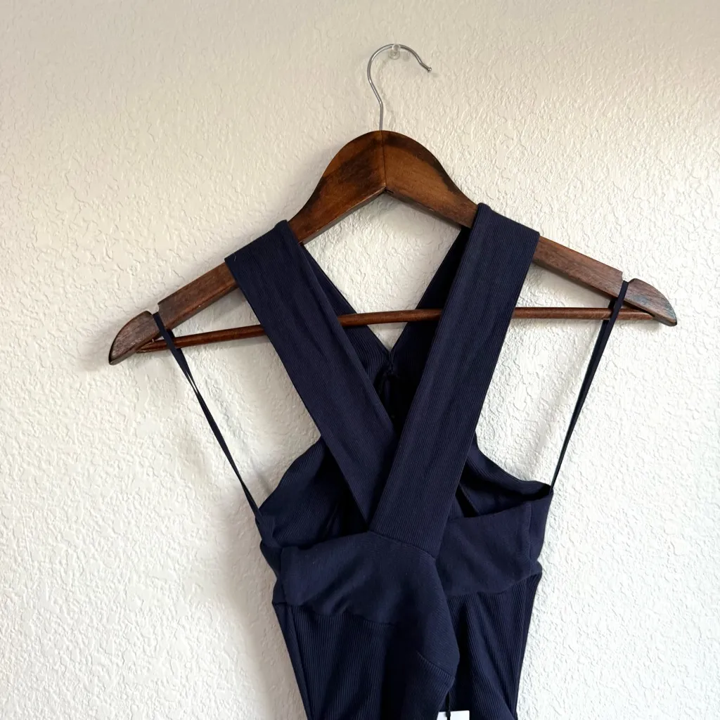 NEW Michael Stars Womens Dress Navy Blue Opaline Ribbed Halter Size Small - Image 5