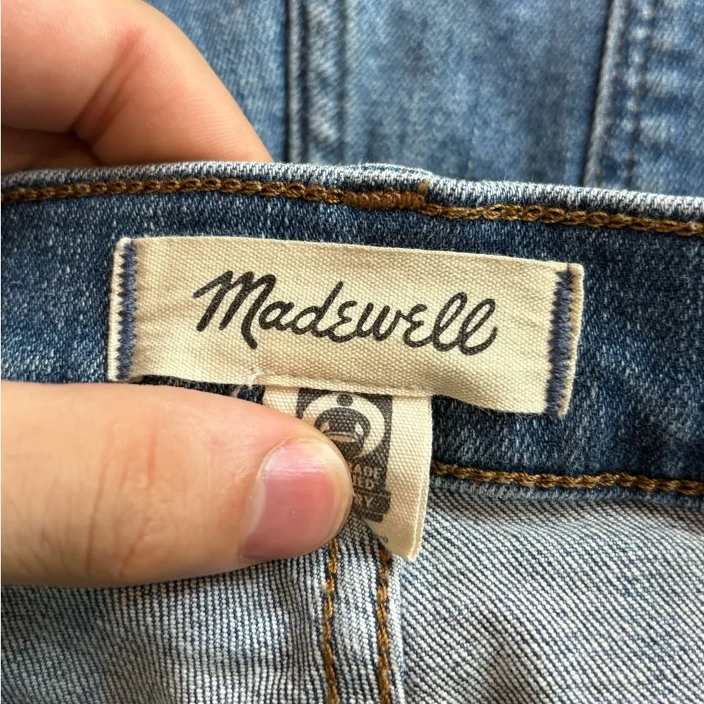 Madewell Women's Raw Hem Kick Out Cropped casual blue denim Jeans size 20(35) - Image 3