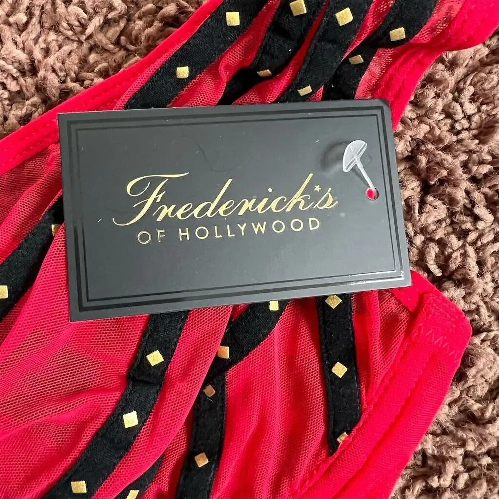 Frederick's of Hollywood Rozlyn Balconette Bra‎ Red 34F Strappy Design NWT - Image 4