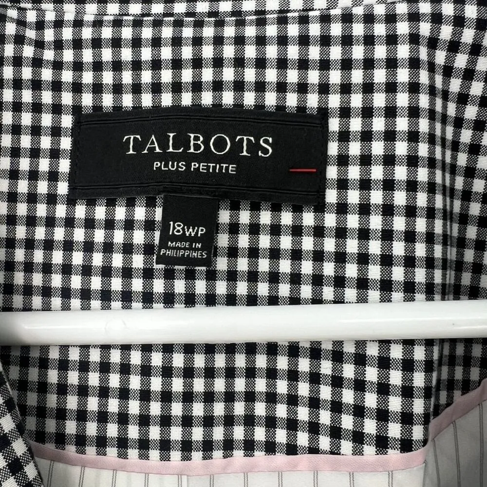 Talbots| 18 W | Classic Linen Blazer Womens Gingham Check  Plus Size Sport Coat - Image 3