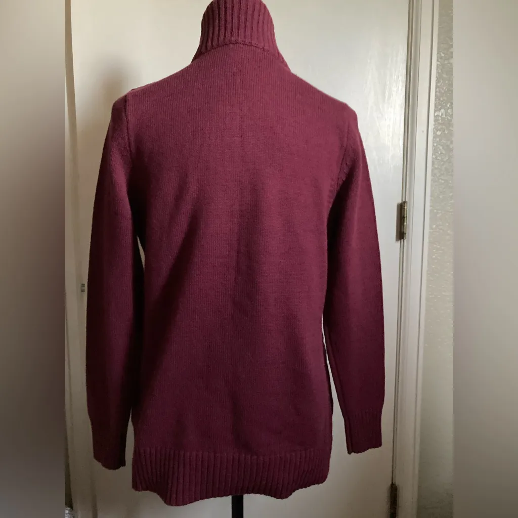 Denim & Company Heritage Maroon Quilted Woven-Front Sweater Jacket #W - Image 11