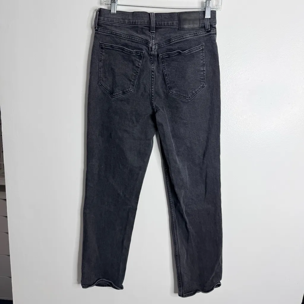 Aritzia Denim Forum The Arlo High Rise Straight Washed Black 28L Button Fly Size 28 - Image 3
