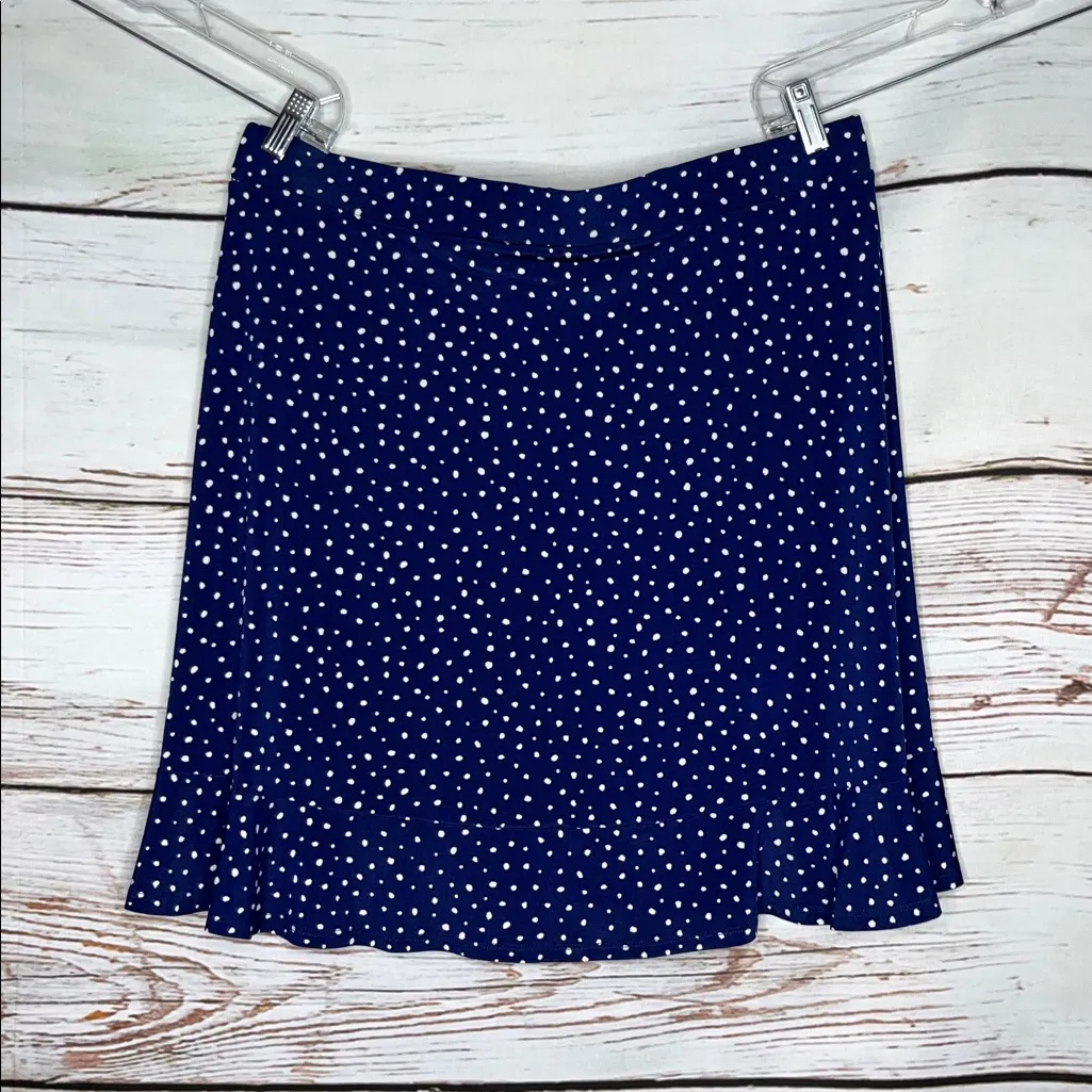 Kaileigh NWT Size 1X Navy Blue - White Polka Dot Ruffle Trim Giselle Skirt - Image 3