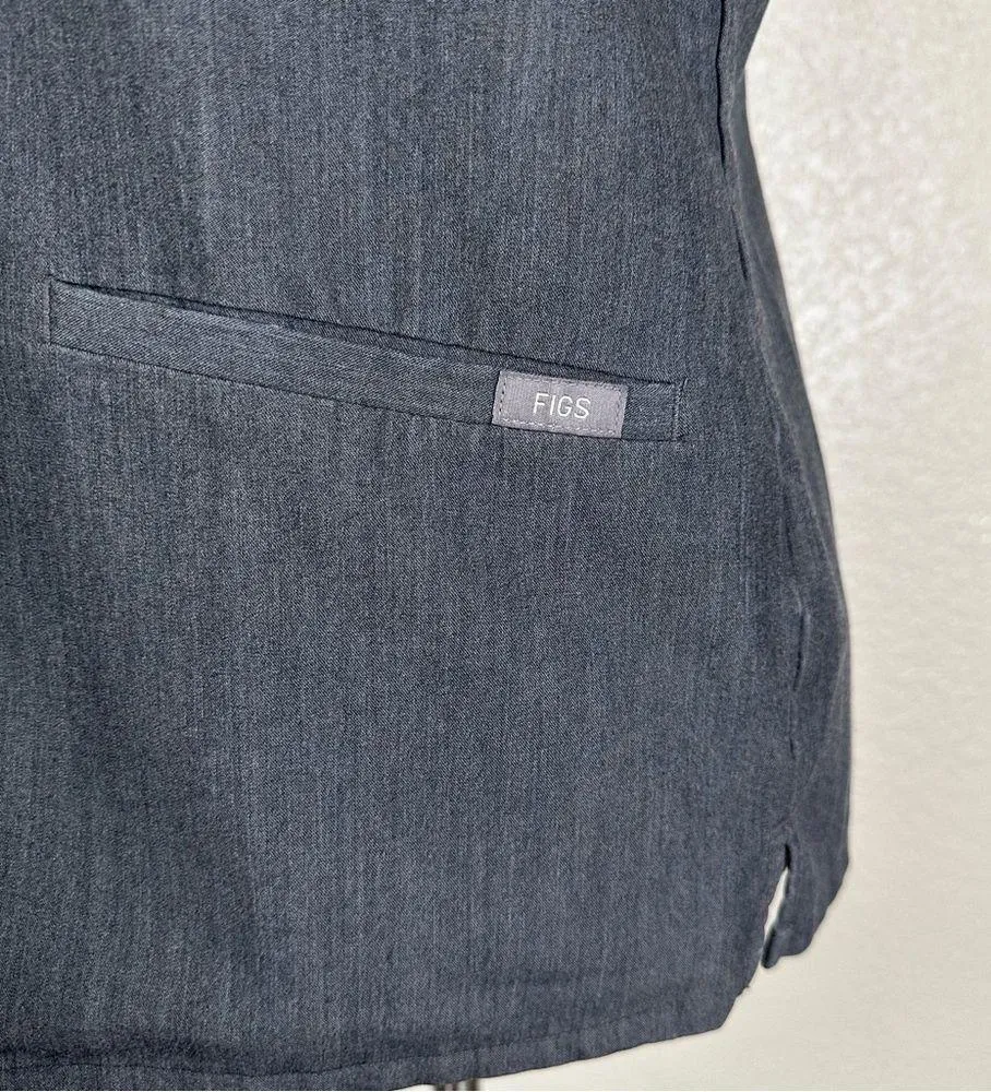 Figs Casma Gray Three-Pocket Scrub Top, Sz XS - Image 5