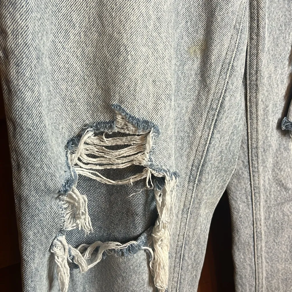 Pacsun 90s boyfriend high rise distressed jeans light wash hole pant wide leg - Image 6