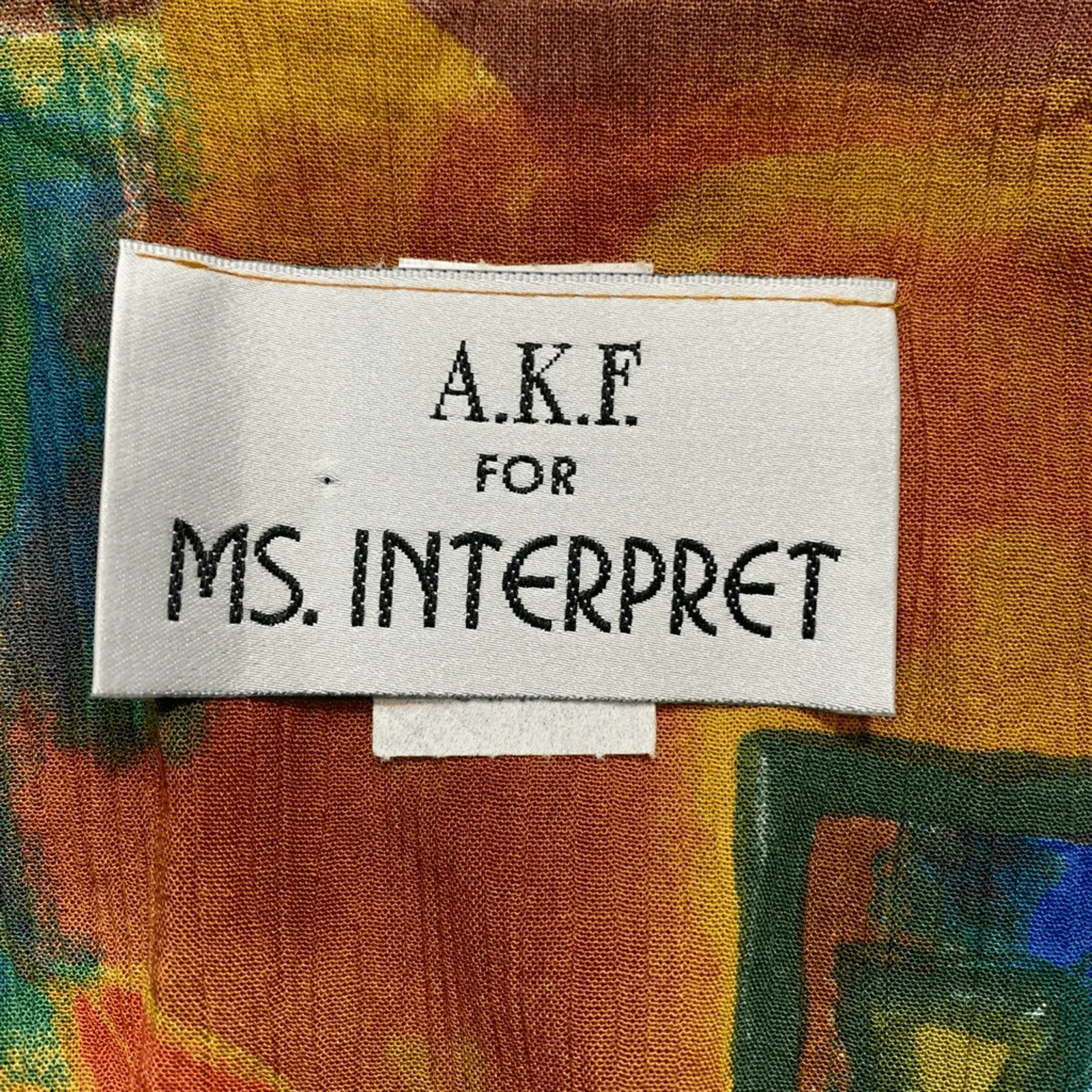 Vintage 90s Abstract Floral Tie Front Top Cropped Multicolor Rayon Shirt Small Orange - Image 11