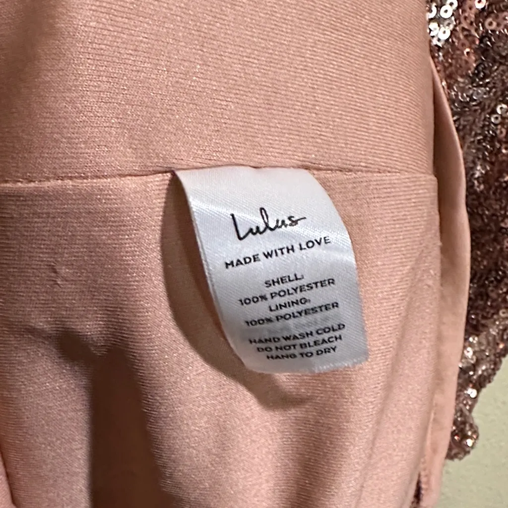 Lulu’s size small Bring It Rose Gold Sequin Bodycon Mini Dress - Image 5