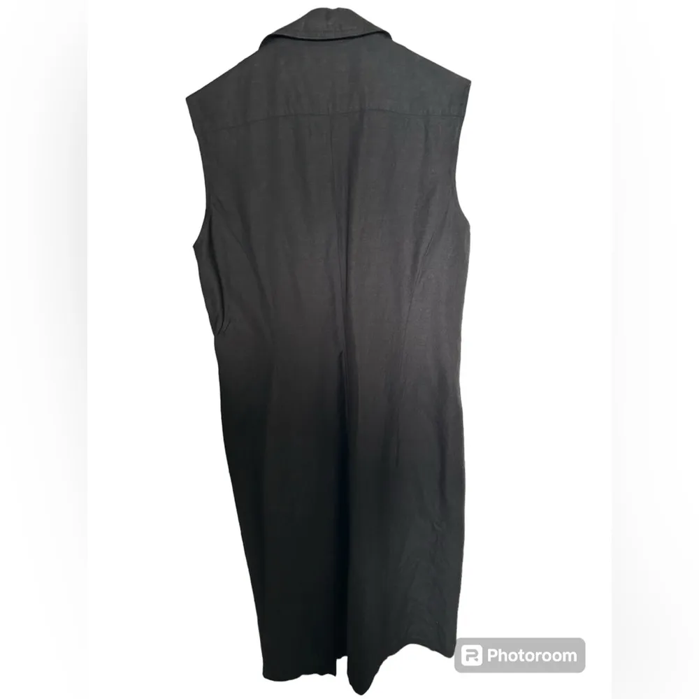 Harve Benard vintage black linen blend button down dress size 12 - Image 2