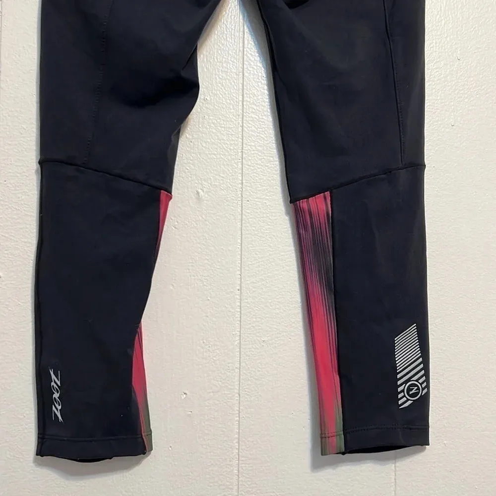 Zoot Twin Fin Capri Black Pink Good Vibes XS Running Tights Leggings Cropped - Image 3
