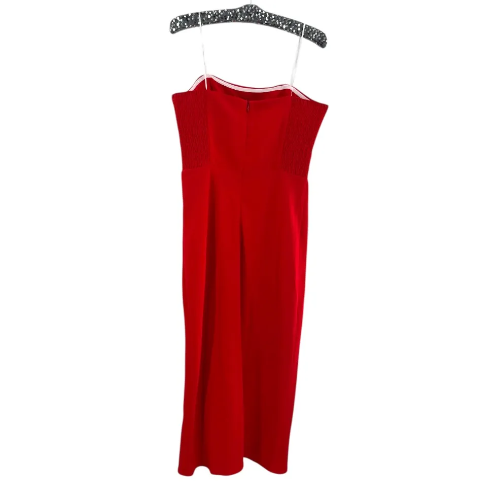 AMANDA UPRICHARD Mandy Midi Dress in Lipstick Red Strapless Sz L - Image 4