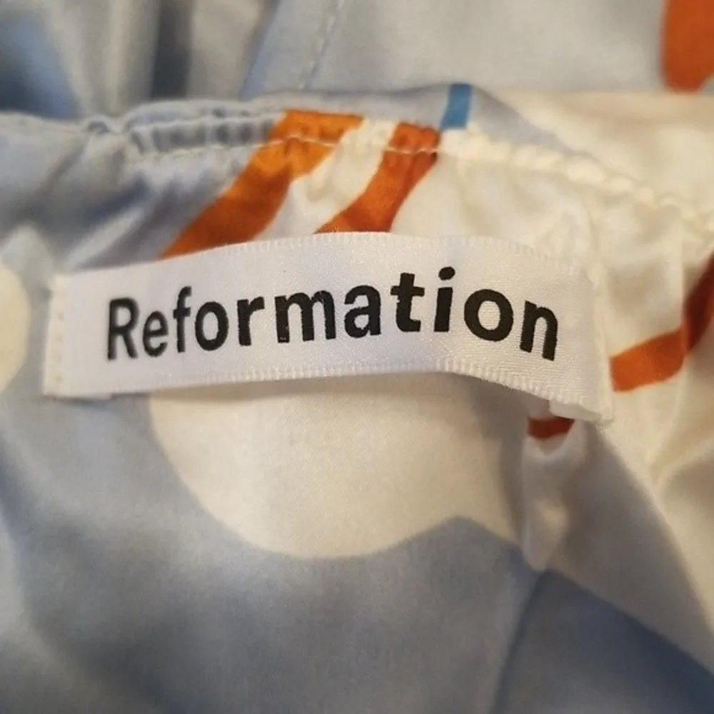 💕REFORMATION💕 Joanne Silk Dress ~ Hyperion Blue Print 10 NWOT - Image 12