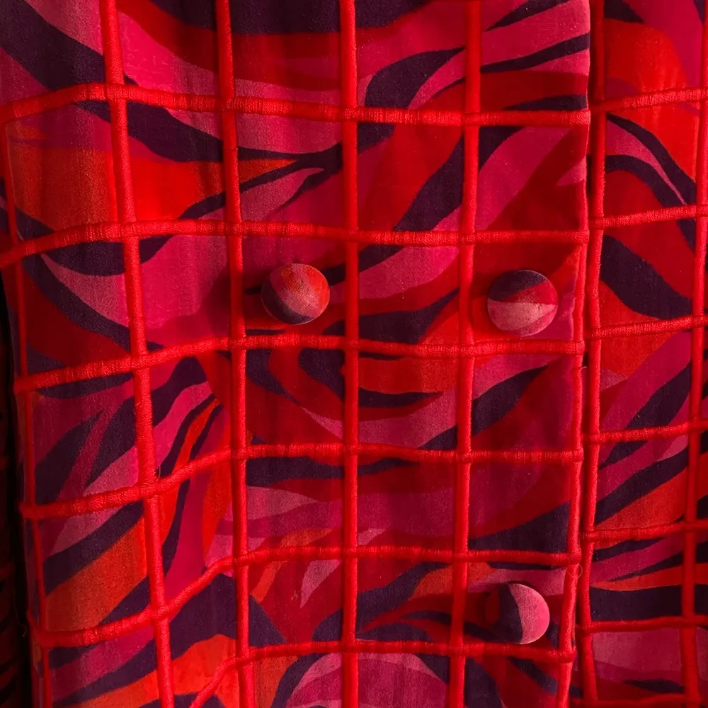 60s Rain Cheetahs Psychedelic Penny Lane Cotton Velveteen Coat Size L - Image 6