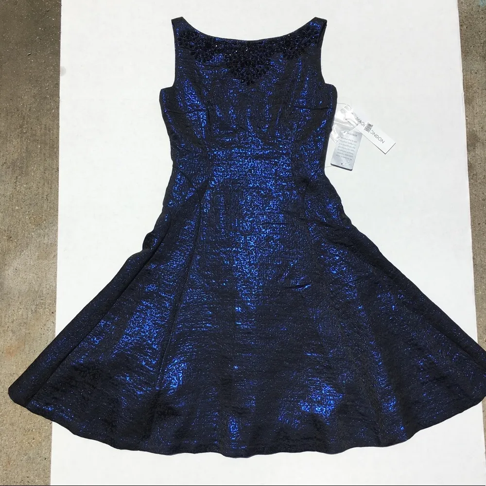 Maggy London Beaded metallic brocade dress… - Image 2