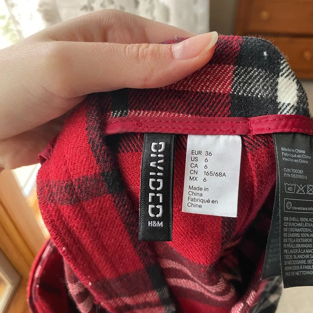 Red Plaid Skirt with Ring Detail - Image 2