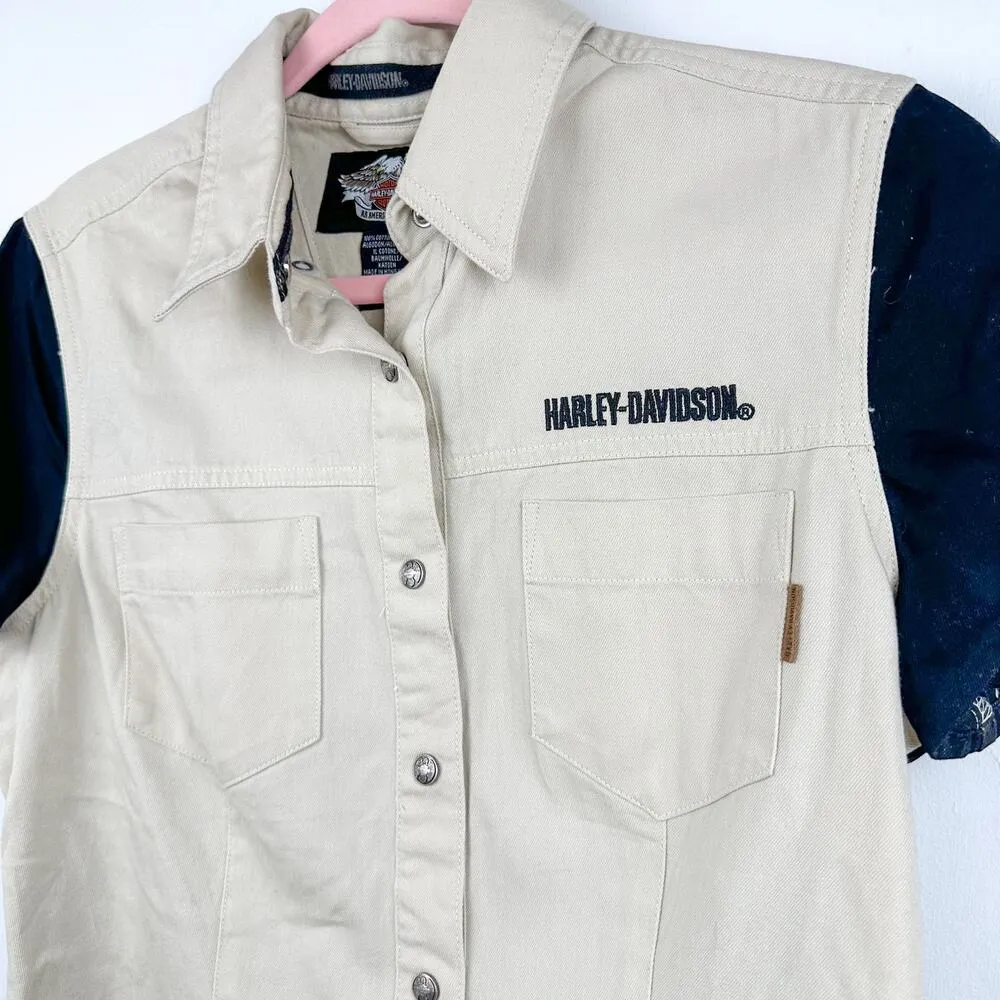 Harley-Davidson Live to Ride Snap Button Down Shirt with Collar Medium - Image 3