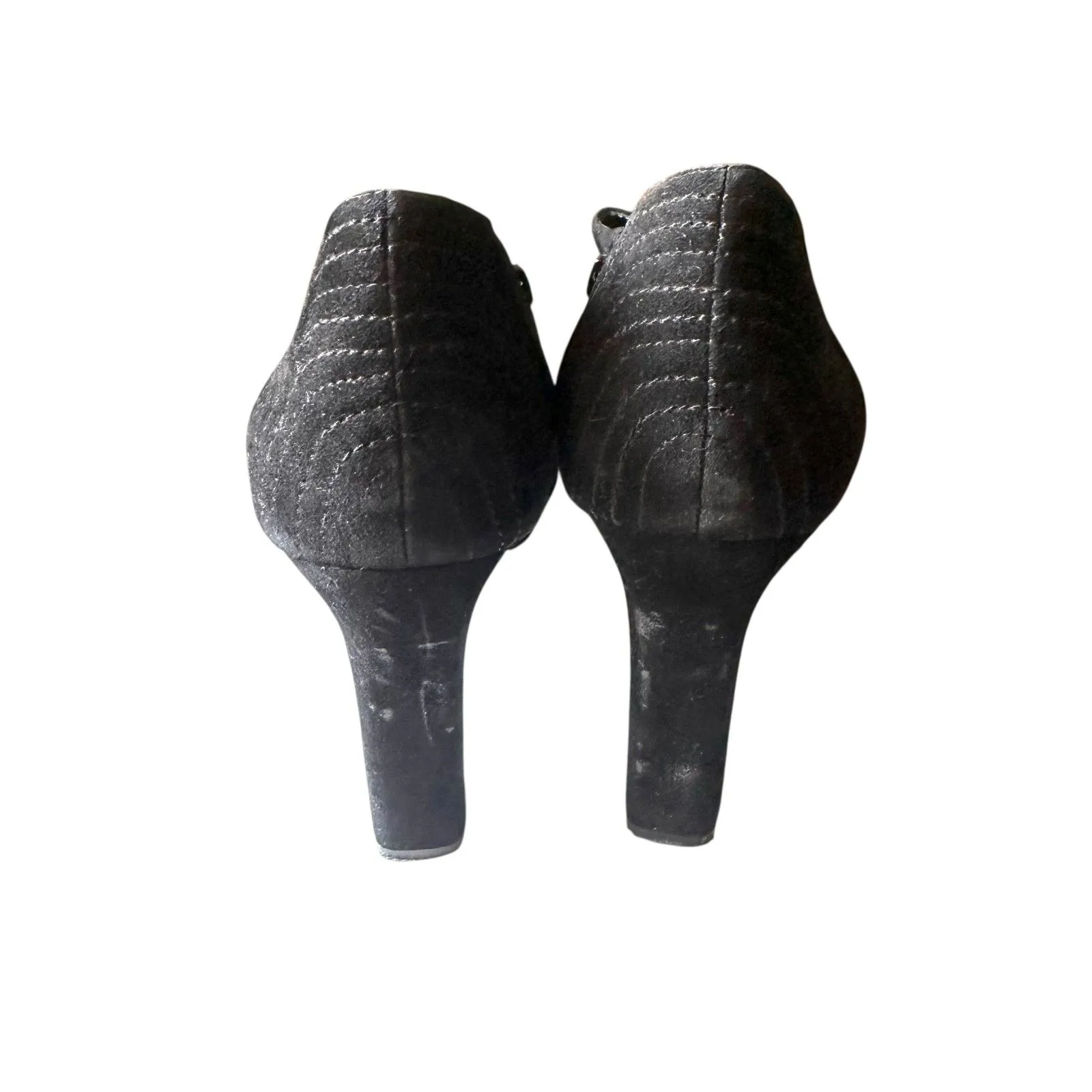 BANANA REPUBLIC Lady Suede Heeled‎ Sandal Black Sz 11 - Image 3