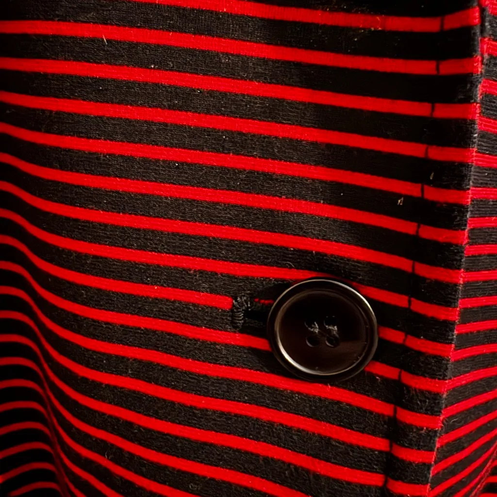 Talbots Plus Jacket Blazer Red Black Stripes Notch Collar Petite 2XP - Image 4