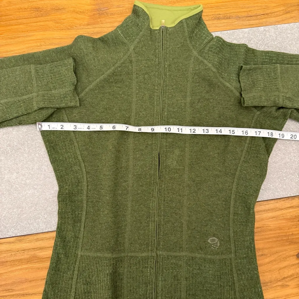Mountain Hardware Green Wool Blend Knit Full Zip Adventure Sweater Jacket Small - Image 12