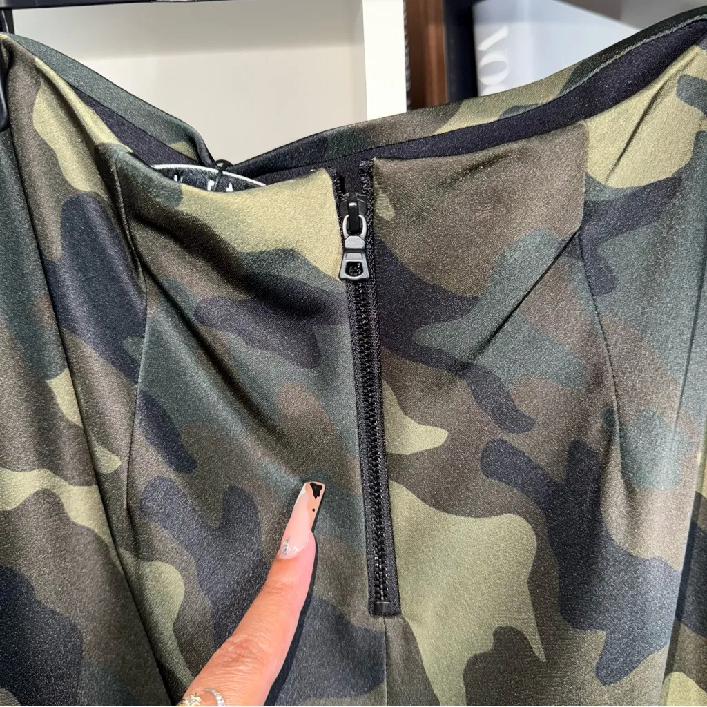 Alice + Olivia Maeve Silk Camo Asymmetric Midi Slip Skirt - Image 14