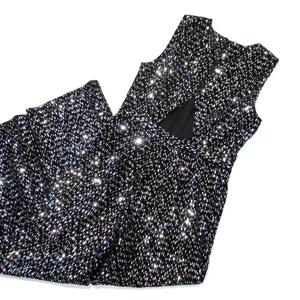 NWT Sezane Vani Jumpsuit in Noir Black Sequin Back Cutout One-Piece 44 / US 12 - Image 6