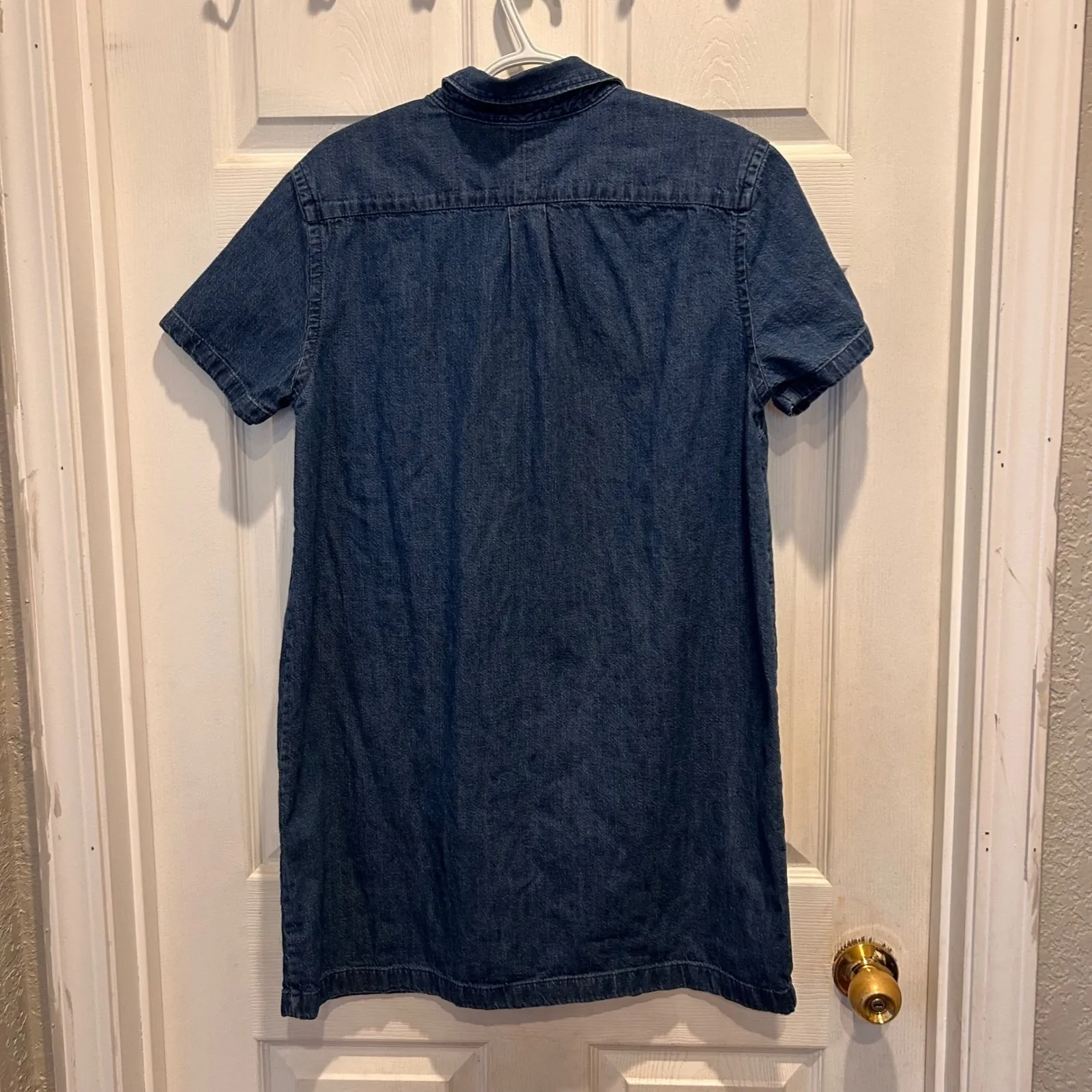 Levi's Womens Denim Shirt Dress Short Sleeve Button Up Blue Size L Classic - Image 6