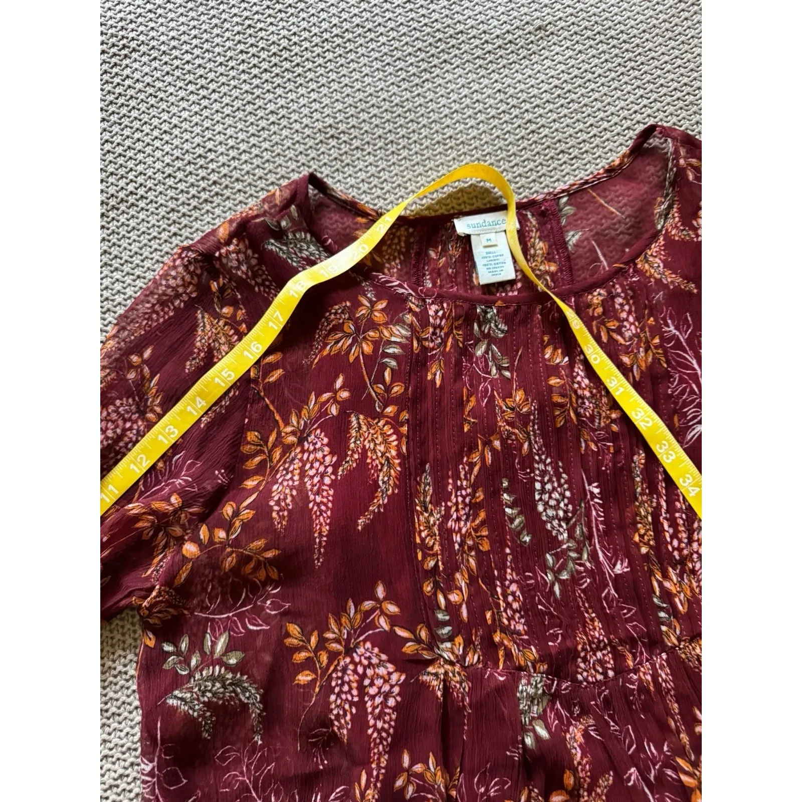SUNDANCE‎ Winthrop Garden Blouse Top Tassel Boho Size M - Image 6