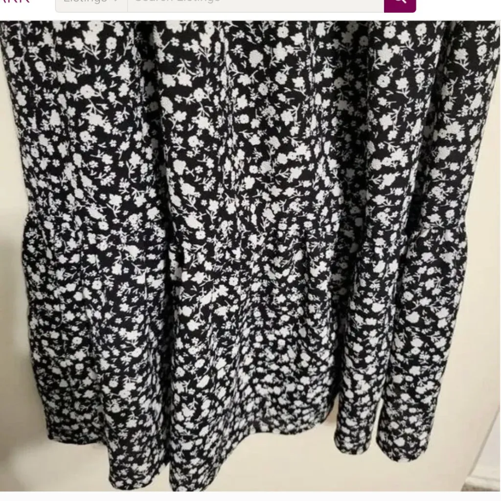 London Style Collection Black White Floral Dress 12P NWT Petite - Image 4