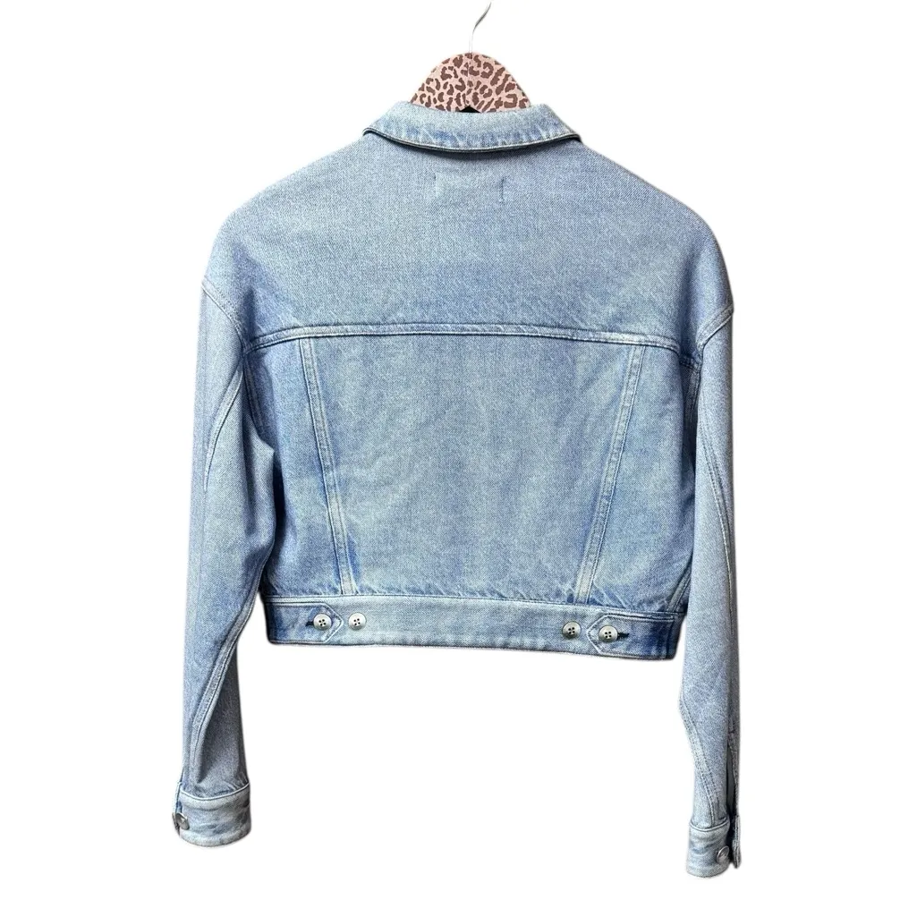 NEW Rag & Bone Miramar Cropped Trucker Jacket Tulip Blue XS - Image 4